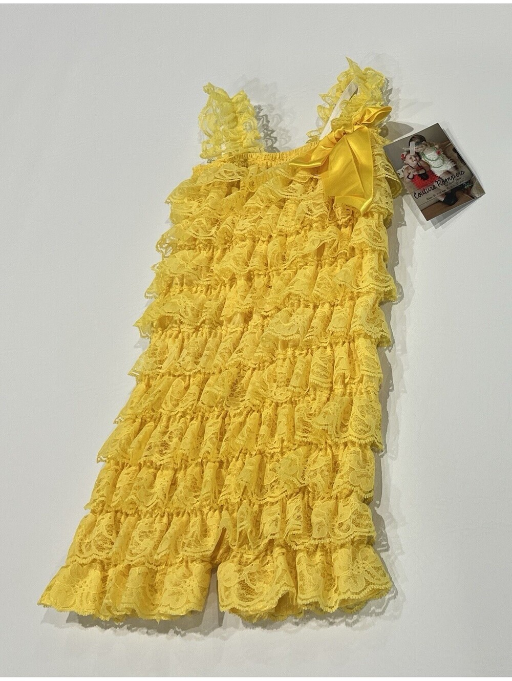 Toddler Girls Couture Rompers by Zazzy Zebra Size L (4/6X) yellow lace romper